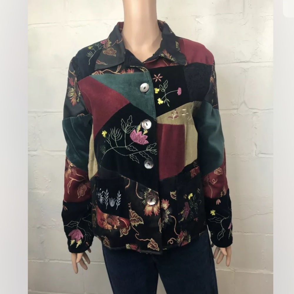 Parsley & Sage Jacket Mixed Media Embroidered